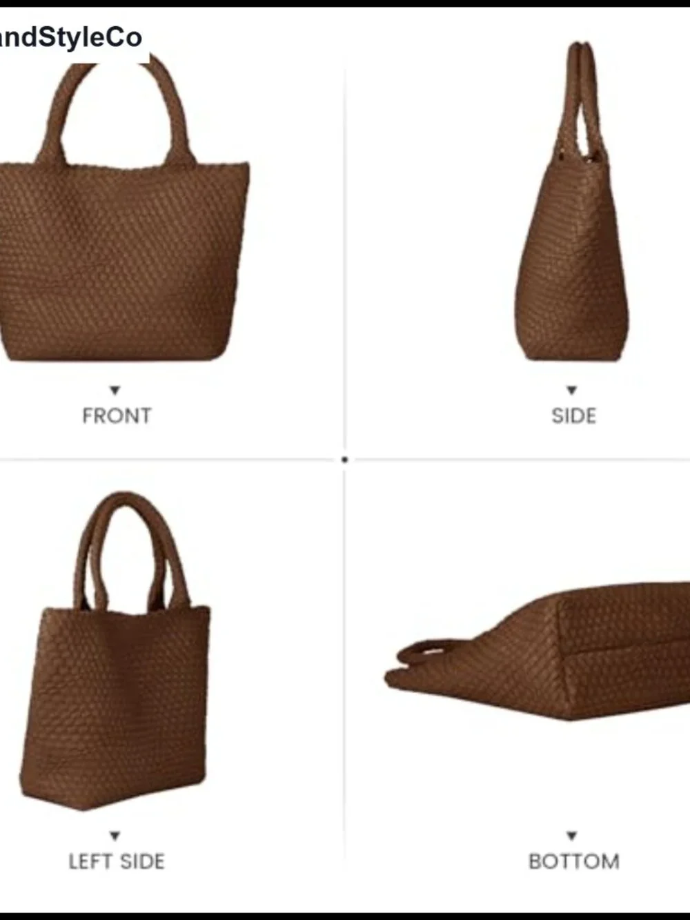 Woven Vegan Leather Slouchy Tote Bag Large Capacity Laptop Shoulder Purse